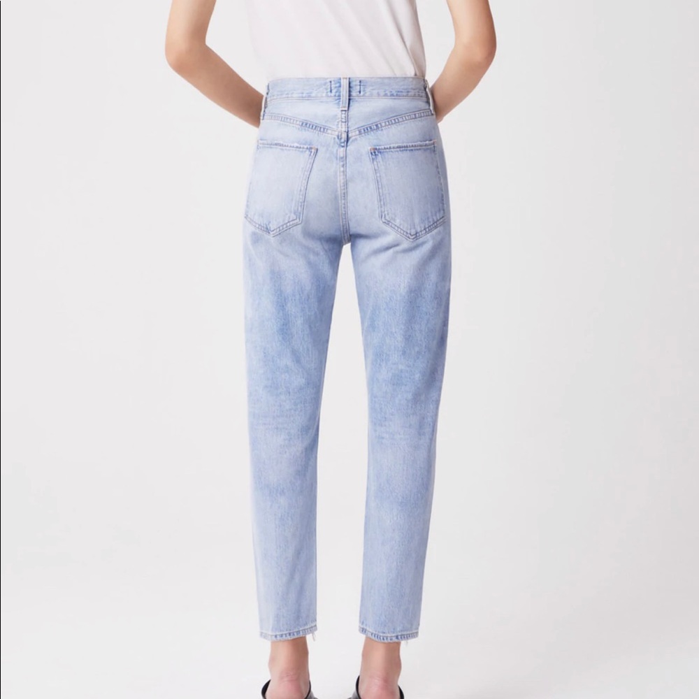 Agolde Light Blue Riley High Rise Straight Cropped Jeans - Picture 2 of 6